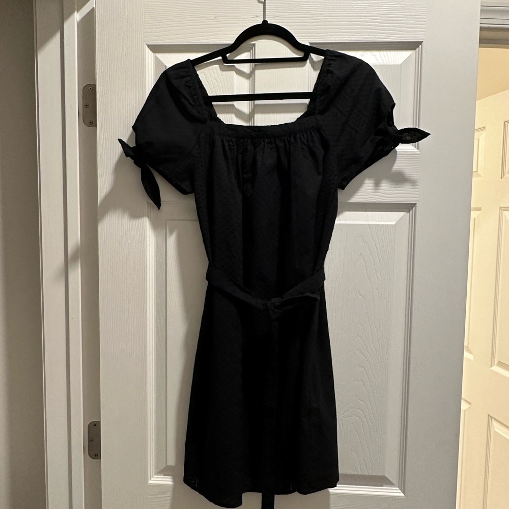 Black Eyelet Short Sleeve Mini Dress (XS)